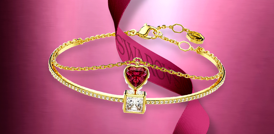 Double Bracelet with a Heart-Shaped Stone
