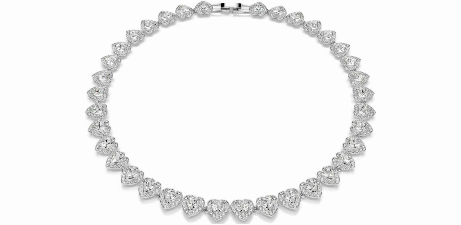 Necklace adorned with small Swarovski crystal hearts