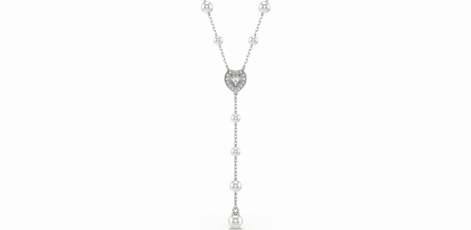 T-shaped necklace with a heart centerpiece