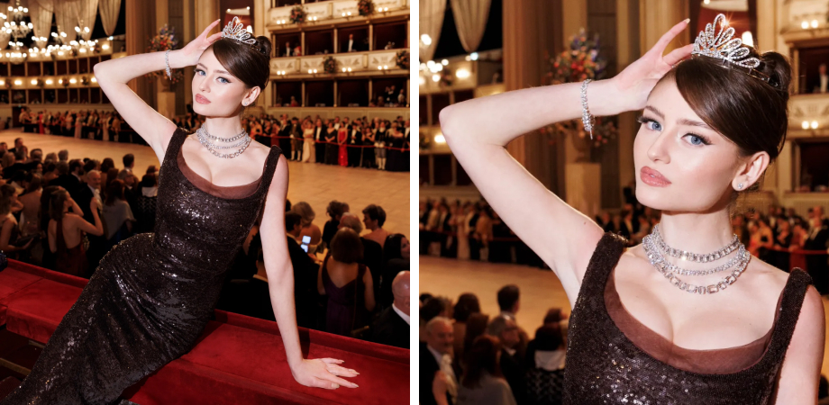 Leni Klum (left) and Candice Swanepoel at the Vienna Opera Ball on February 27 in Austria