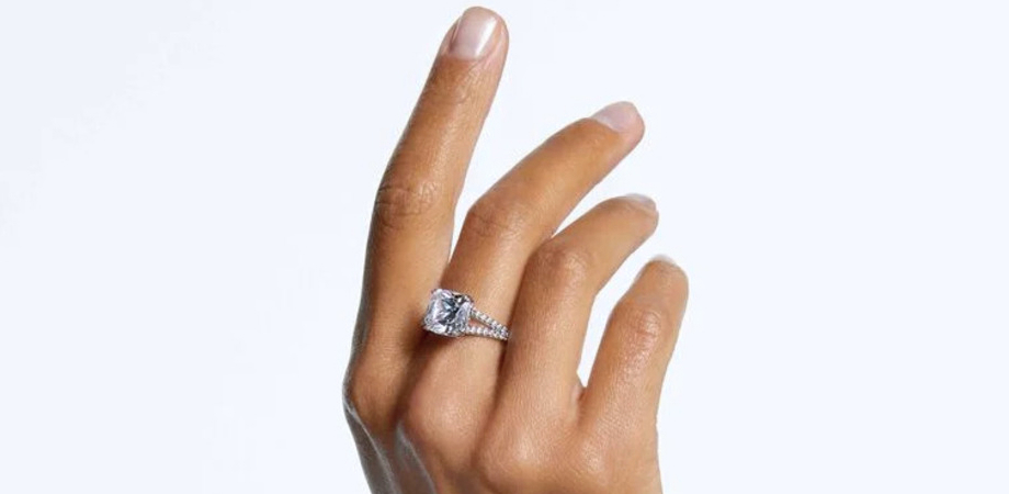 Cocktail Ring in a Silver Tone with a Large Stone